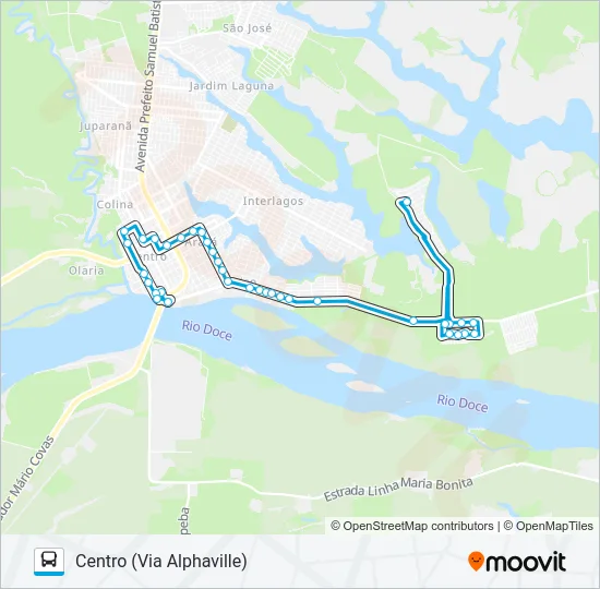 1650 CENTRO / RESIDENCIAL RIO DOCE Bus Line Map