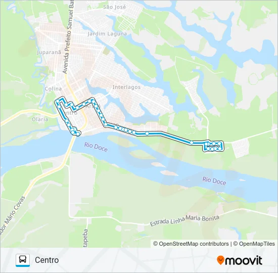 1650 CENTRO / RESIDENCIAL RIO DOCE Bus Line Map