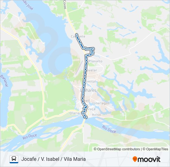 Mapa da linha 024 JOCAFE / VILA ISABEL / VILA MARIA de ônibus