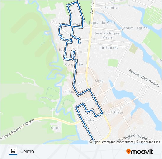 Mapa da linha 032 CONCEIÇÃO / JUPARANÃ / TRÊS BARRAS / HOSPITAL LMC de ônibus