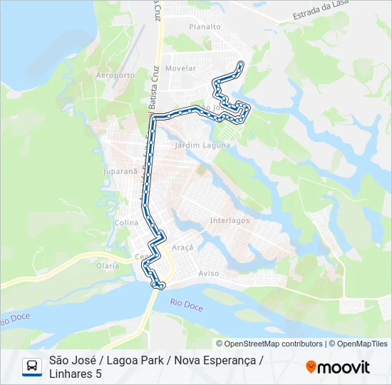 059 SÃO JOSÉ / LAGOA PARK / NOVA ESPERANÇA / LINHARES 5 Bus Line Map