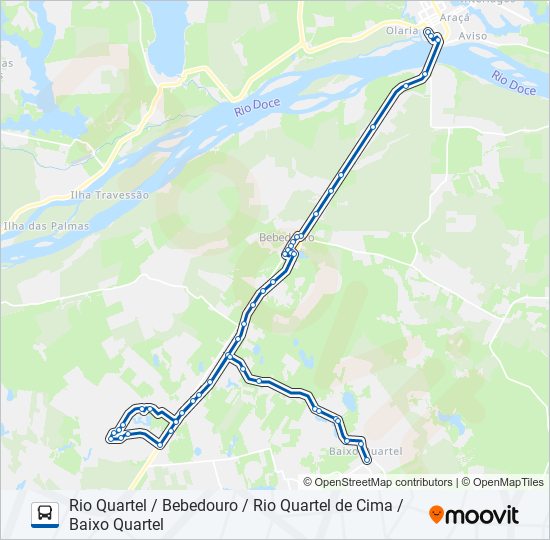 Mapa da linha 145 RIO QUARTEL / BEBEDOURO / RIO QUARTEL DE CIMA / BAIXO QUARTEL de ônibus