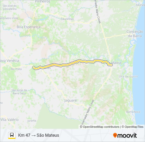 Mapa da linha 160 SÃO MATEUS - KM 41 de ônibus