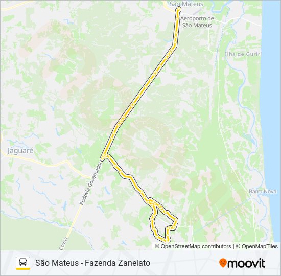 Mapa da linha 4 SÃO MATEUS - FAZENDA ZANELATO de ônibus