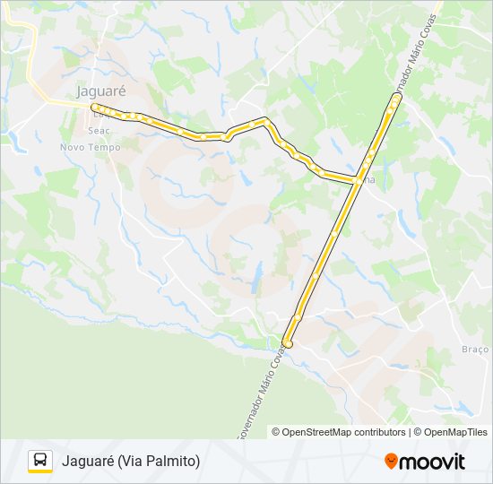 Mapa da linha 150 JAGUARÉ - BARRA SECA - PALMITO de ônibus