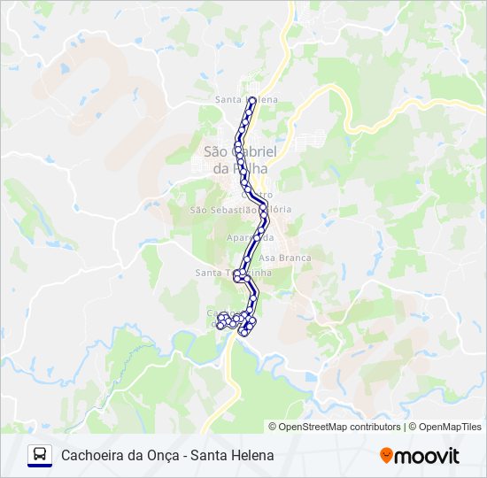 Mapa da linha 101 CACHOEIRA DA ONÇA - SANTA HELENA de ônibus