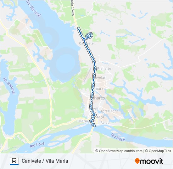 Mapa da linha 018 CANIVETE / VILA MARIA de ônibus