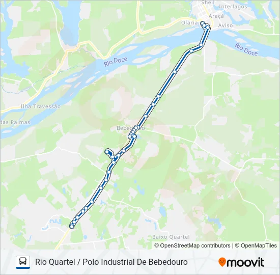 137 RIO QUARTEL / POLO INDUSTRIAL DE BEBEDOURO Bus Line Map