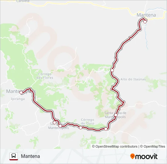 MANTENA X MANTENÓPOLIS - VIA S. JOSÉ / S. LUZIA Bus Line Map