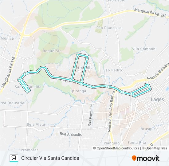 Mapa da linha 201 PETRÓPOLIS de ônibus