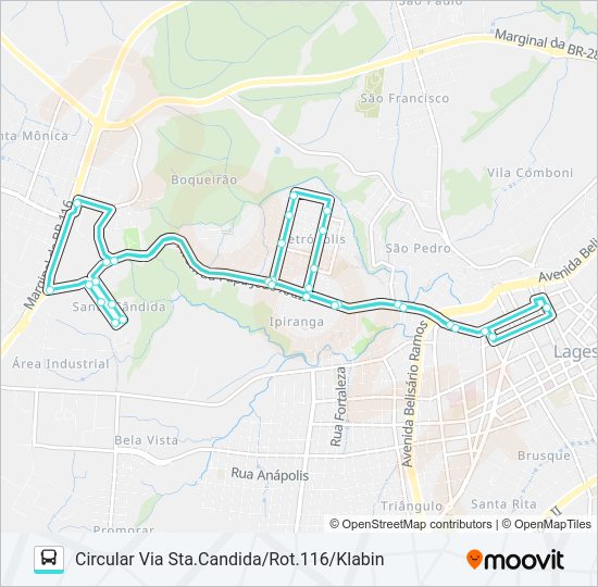Mapa da linha 201 PETRÓPOLIS de ônibus
