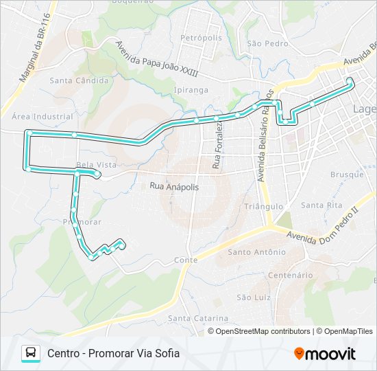 Mapa da linha 291 BELA VISTA de ônibus