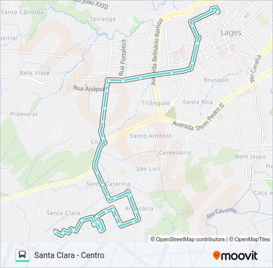 Mapa da linha 222 SANTA CLARA de ônibus