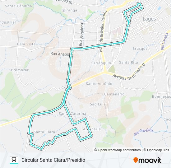 Mapa da linha 222 SANTA CLARA de ônibus