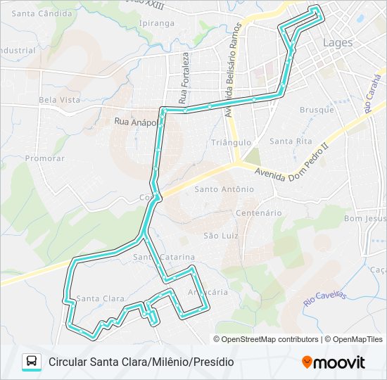 Mapa da linha 222 SANTA CLARA de ônibus