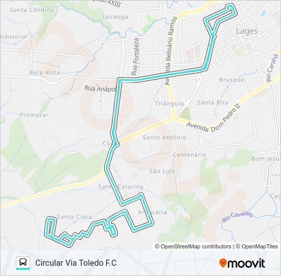 Mapa da linha 222 SANTA CLARA de ônibus