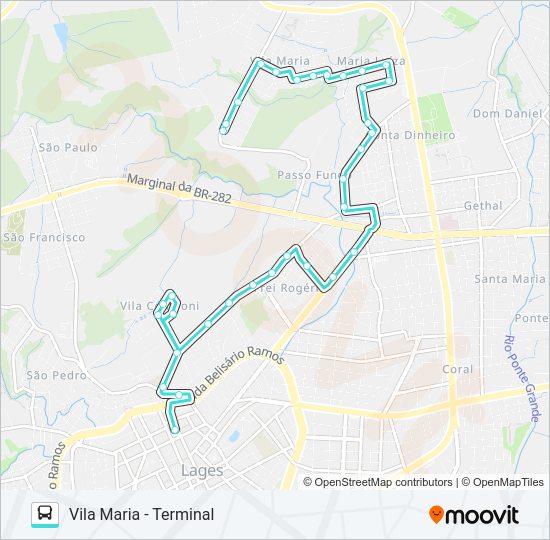 Mapa da linha 271 FREI ROGÉRIO de ônibus