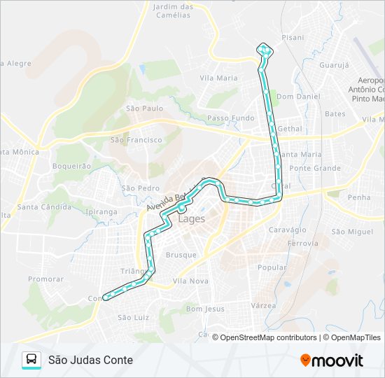 Mapa da linha 101 SÃO JUDAS CONTE de ônibus