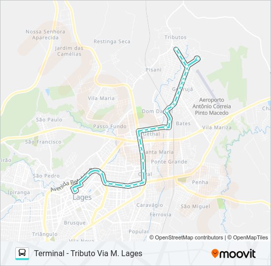 Mapa da linha 264 GUARUJÁ VIA CORAL de ônibus