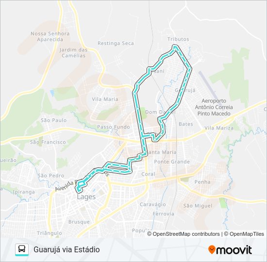 Mapa da linha 261 GUARUJÁ VIA ESTÁDIO de ônibus
