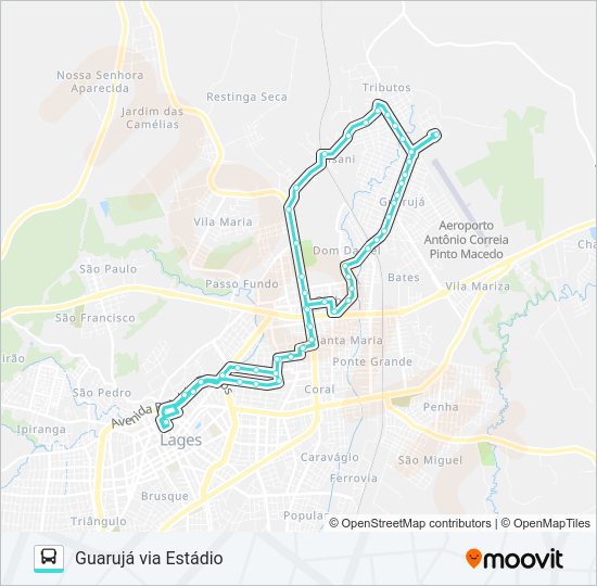 Mapa da linha 261 GUARUJÁ VIA ESTÁDIO de ônibus