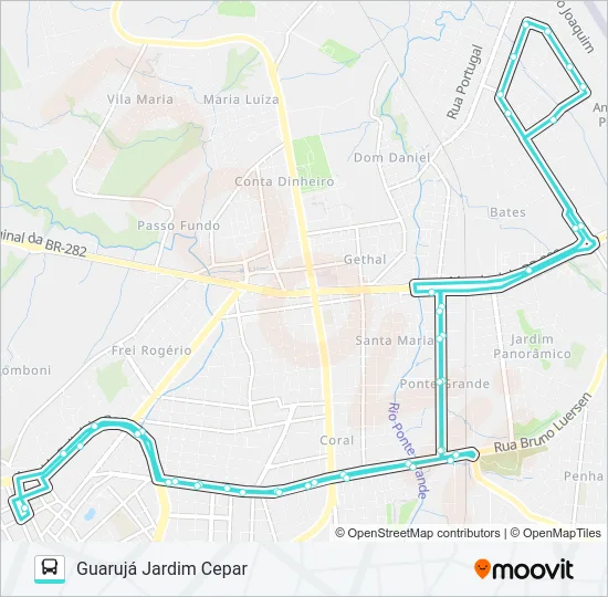 104 GUARUJÁ JARDIM CEPAR Bus Line Map