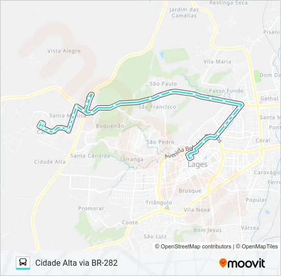 302 CIDADE ALTA VIA BR-282 Bus Line Map