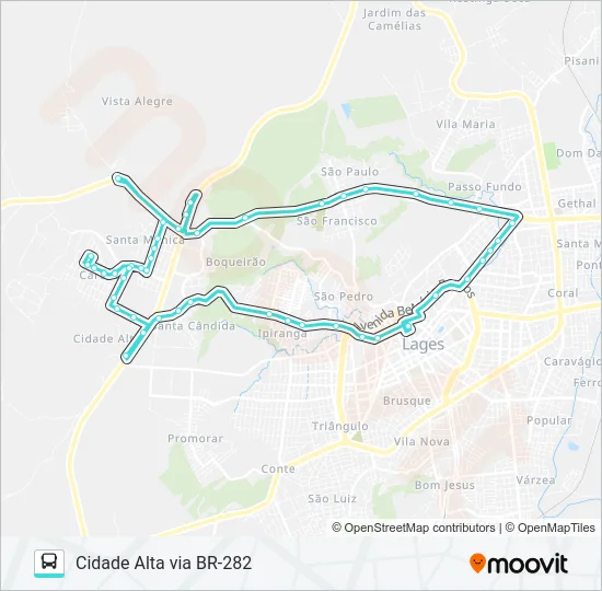 302 CIDADE ALTA VIA BR-282 Bus Line Map