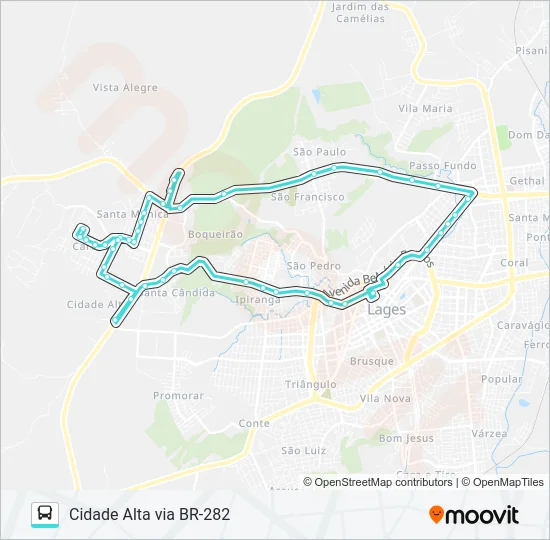 302 CIDADE ALTA VIA BR-282 Bus Line Map