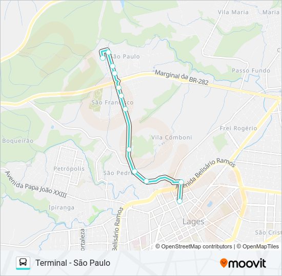 Mapa da linha 303 SÃO PAULO/SÃO FRANCISCO de ônibus