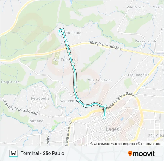 303 SÃO PAULO/SÃO FRANCISCO Bus Line Map