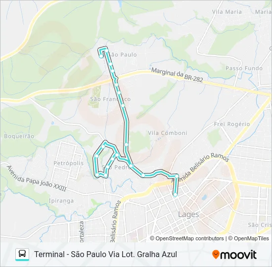 303 SÃO PAULO/SÃO FRANCISCO Bus Line Map