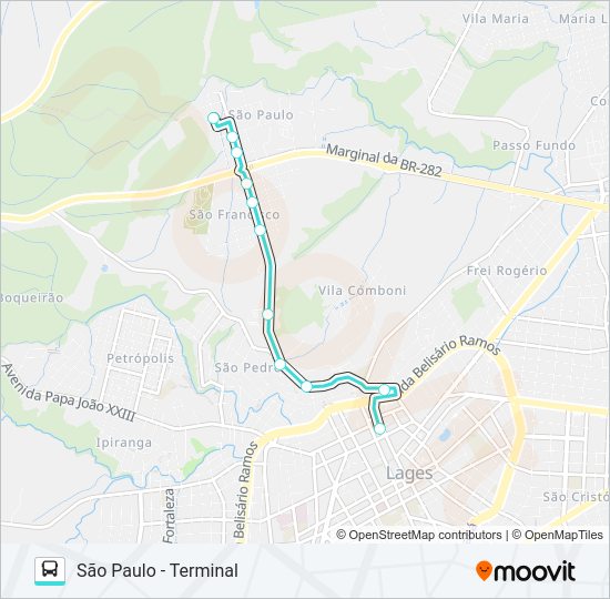 Mapa da linha 303 SÃO PAULO/SÃO FRANCISCO de ônibus