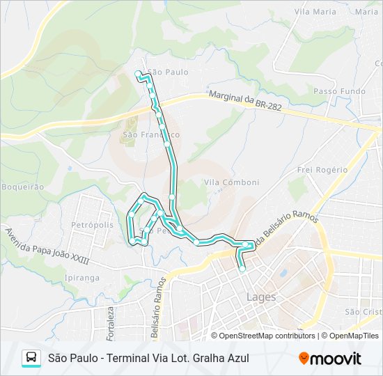 Mapa da linha 303 SÃO PAULO/SÃO FRANCISCO de ônibus
