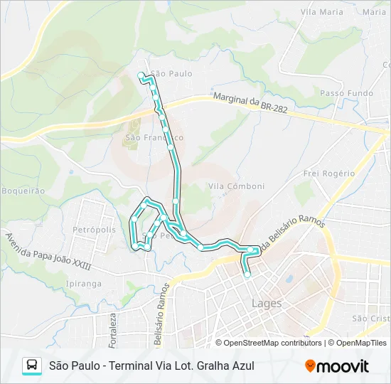303 SÃO PAULO/SÃO FRANCISCO Bus Line Map