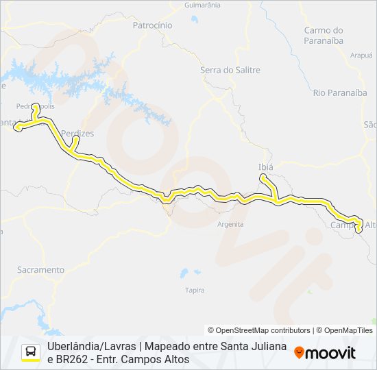 Mapa da linha GONTIJO 3880 de ônibus