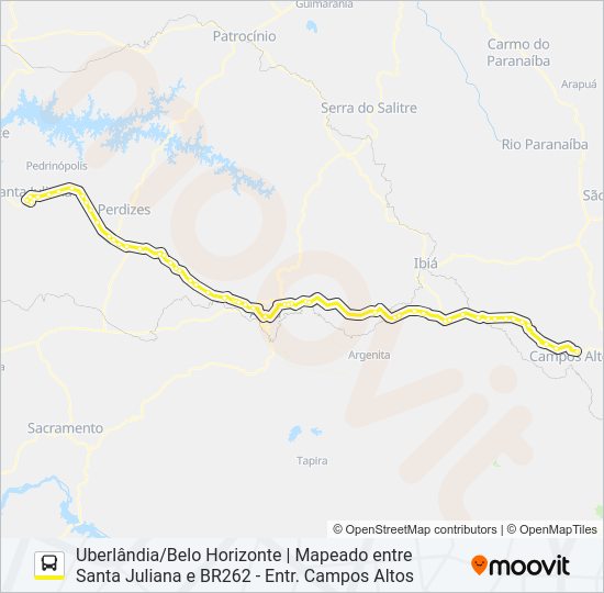 Mapa da linha GONTIJO 1052.1 de ônibus