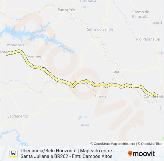 Mapa da linha GONTIJO 1052.1 de ônibus