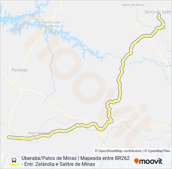 Mapa da linha GONTIJO 3527 de ônibus