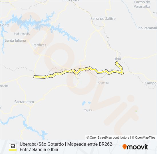 Mapa da linha GONTIJO 3630 de ônibus