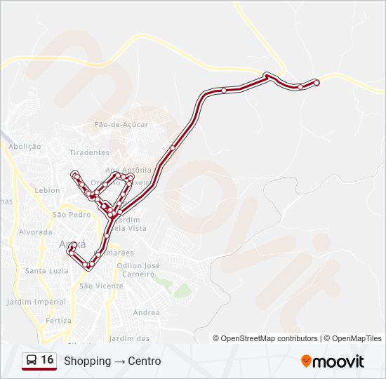 Mapa da linha 16 de ônibus