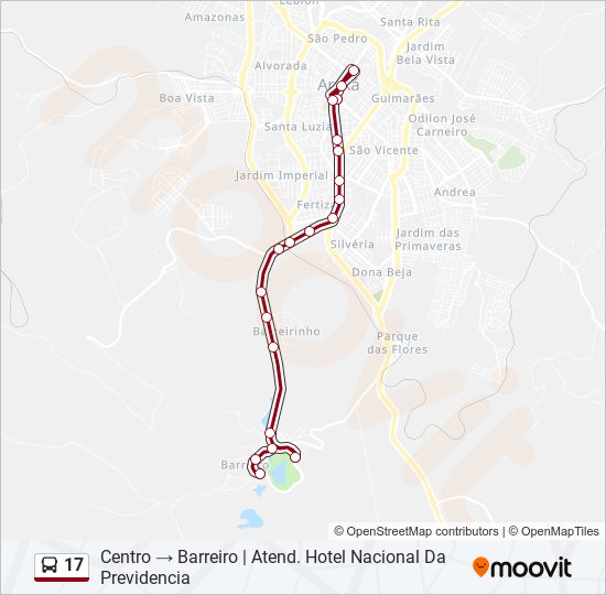 Mapa da linha 17 de ônibus