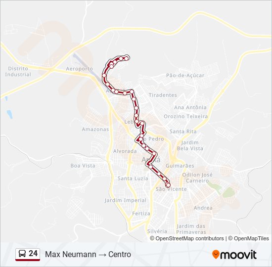 Mapa da linha 24 de ônibus