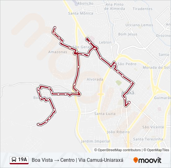 Mapa da linha 19A de ônibus