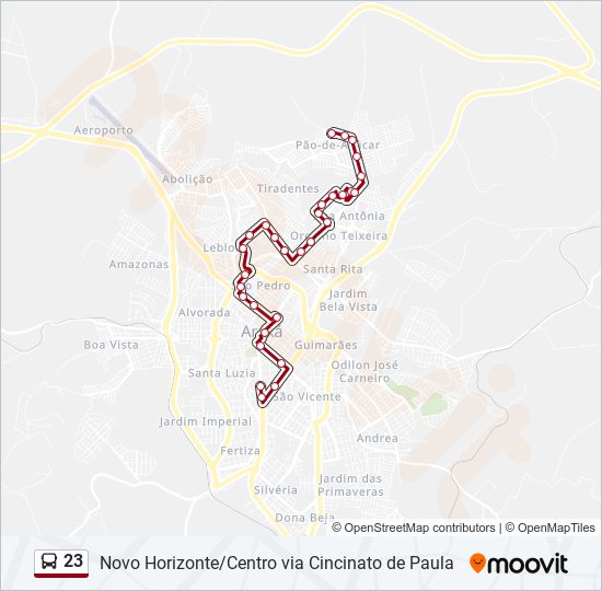 Mapa da linha 23 de ônibus