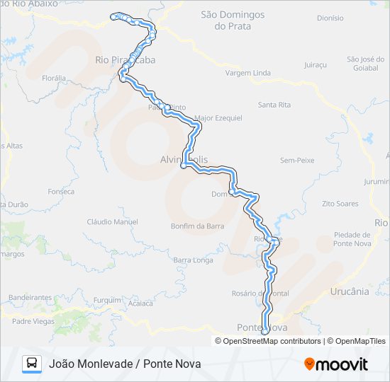 Mapa da linha 3652 de ônibus