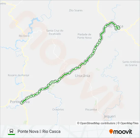 PONTE NOVA X RIO CASCA Bus Line Map