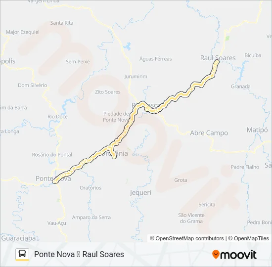 PONTE NOVA X RAUL SOARES Bus Line Map