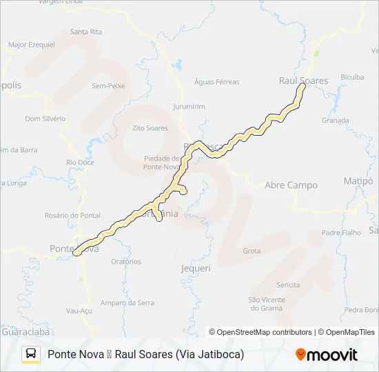PONTE NOVA X RAUL SOARES Bus Line Map