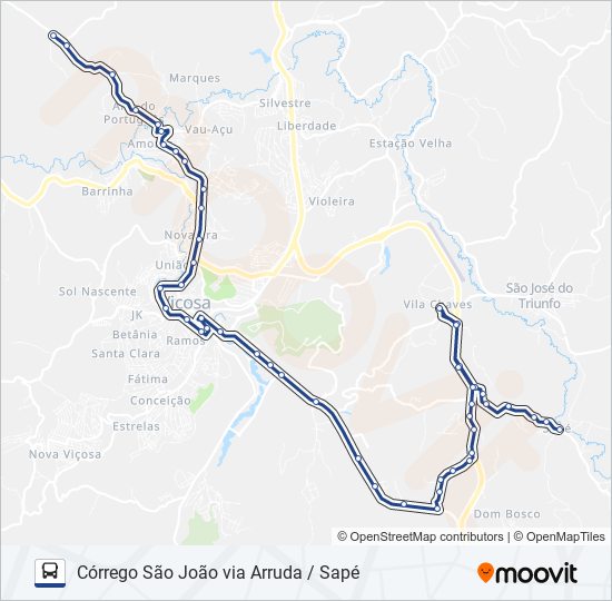 Mapa da linha 12 de ônibus